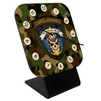 Hellas special force's, Quartz Table clock in natural wood (10cm)