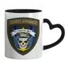 Mug heart black handle, ceramic, 330ml