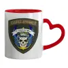 Mug heart red handle, ceramic, 330ml
