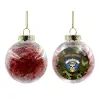 Transparent Christmas tree ball ornament with red filling 8cm