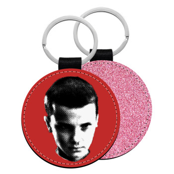 Stranger Things Eleven, Μπρελόκ Δερματίνη, στρογγυλό ΡΟΖ (5cm)