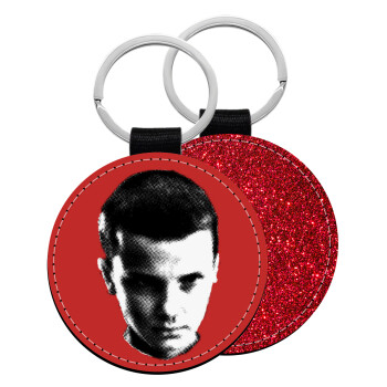 Stranger Things Eleven, Μπρελόκ Δερματίνη, στρογγυλό ΚΟΚΚΙΝΟ (5cm)