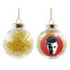 Transparent Christmas tree ball ornament with gold filling 8cm