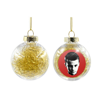 Stranger Things Eleven, Χριστουγεννιάτικη μπάλα δένδρου διάφανη με χρυσό γέμισμα 8cm