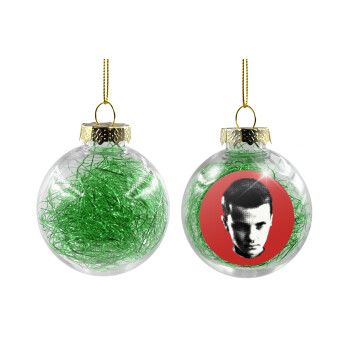 Stranger Things Eleven, Χριστουγεννιάτικη μπάλα δένδρου διάφανη με πράσινο γέμισμα 8cm