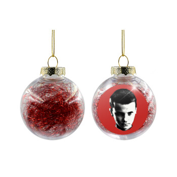 Stranger Things Eleven, Χριστουγεννιάτικη μπάλα δένδρου διάφανη με κόκκινο γέμισμα 8cm