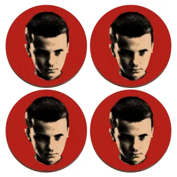 Stranger Things Eleven, ΣΕΤ x4 Σουβέρ ξύλινα στρογγυλά plywood (9cm)