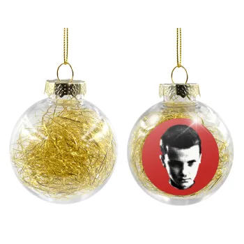 Stranger Things Eleven, Transparent Christmas tree ball ornament with gold filling 8cm