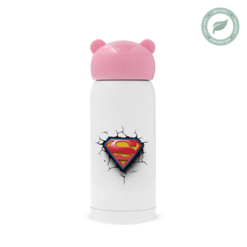 Superman cracked, Ροζ ανοξείδωτο παγούρι θερμό (Stainless steel), 320ml