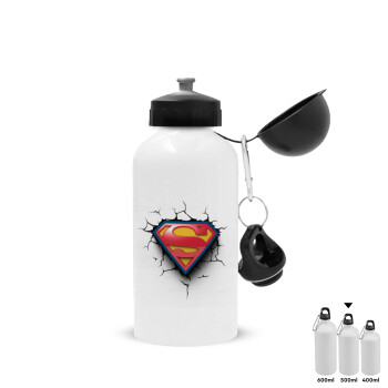 Superman cracked, Metal water bottle, White, aluminum 500ml