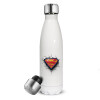 Superman cracked, Μεταλλικό παγούρι θερμός Λευκό (Stainless steel), διπλού τοιχώματος, 500ml