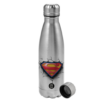 Superman cracked, Μεταλλικό παγούρι νερού, ανοξείδωτο ατσάλι, 750ml