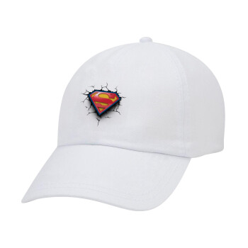 Superman cracked, Καπέλο Ενηλίκων Baseball Λευκό 5-φύλλο (POLYESTER, ΕΝΗΛΙΚΩΝ, UNISEX, ONE SIZE)