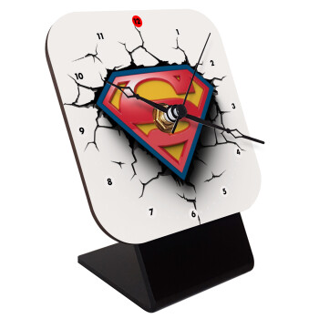 Superman cracked, Επιτραπέζιο ρολόι ξύλινο με δείκτες (10cm)
