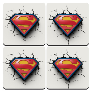 Superman cracked, ΣΕΤ 4 Σουβέρ ξύλινα τετράγωνα (9cm)