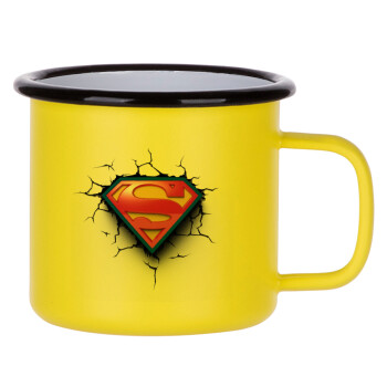 Superman cracked, Κούπα Μεταλλική εμαγιέ ΜΑΤ Κίτρινη 360ml