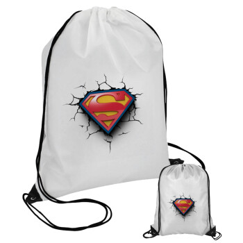 Superman cracked, Τσάντα πουγκί με μαύρα κορδόνια (1 τεμάχιο)