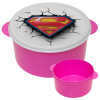 Superman cracked, ΡΟΖ παιδικό δοχείο φαγητού (lunchbox) πλαστικό (BPA-FREE) Lunch Βox M16 x Π16 x Υ8cm