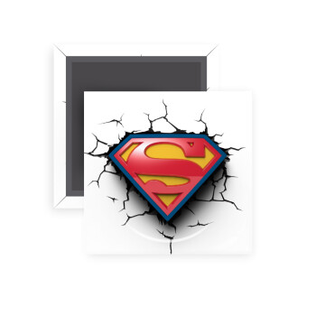 Superman cracked, Μαγνητάκι ψυγείου τετράγωνο διάστασης 5x5cm