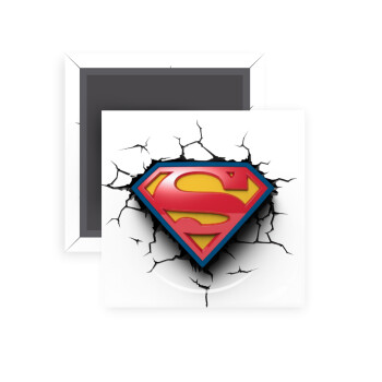 Superman cracked, Μαγνητάκι ψυγείου τετράγωνο διάστασης 5x5cm