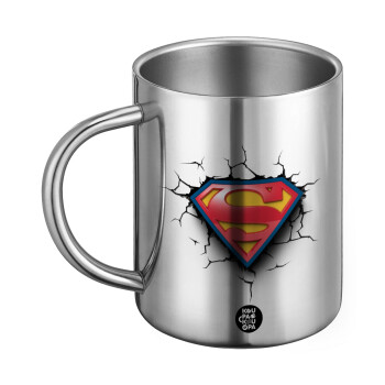 Superman cracked, Ανοξείδωτη Μεταλλική Κούπα 450ml - Διπλού Τοιχώματος