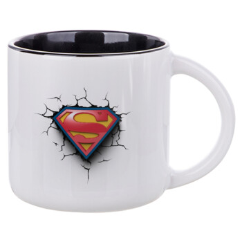 Superman cracked, Κούπα κεραμική 400ml Λευκή/Μαύρη