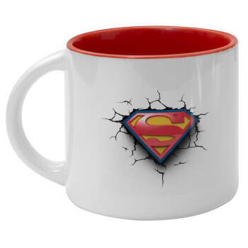 Superman cracked, Κούπα κεραμική 400ml Λευκή/Κόκκινη