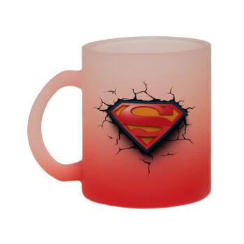 Superman cracked, Κούπα γυάλινη δίχρωμη με βάση το κόκκινο ματ, 330ml