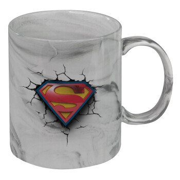 Superman cracked, Κούπα κεραμική, marble style (μάρμαρο), 330ml