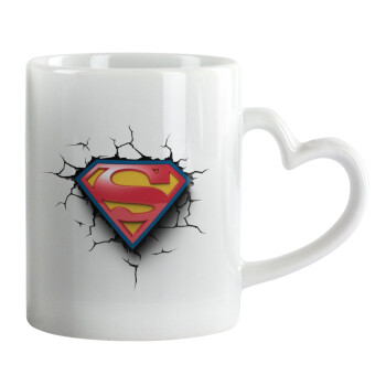 Superman cracked, Mug heart handle, ceramic, 330ml