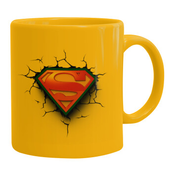 Superman cracked, Κούπα, κεραμική κίτρινη, 330ml