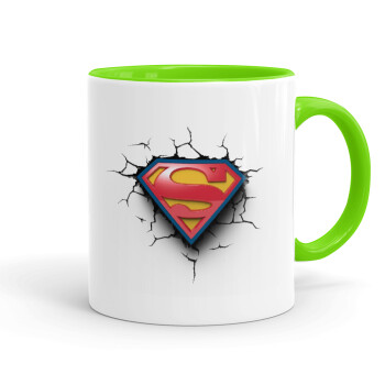 Superman cracked, Mug colored light green, ceramic, 330ml