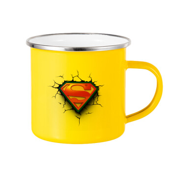 Superman cracked, Κούπα Μεταλλική εμαγιέ Κίτρινη 360ml