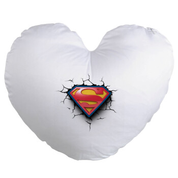Superman cracked, Μαξιλάρι καναπέ καρδιά 40x40cm περιέχεται το  γέμισμα