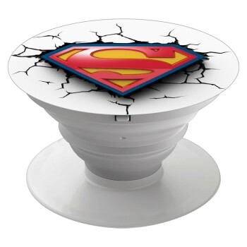 Superman cracked, Pop Socket Λευκό Βάση Στήριξης Κινητού στο Χέρι