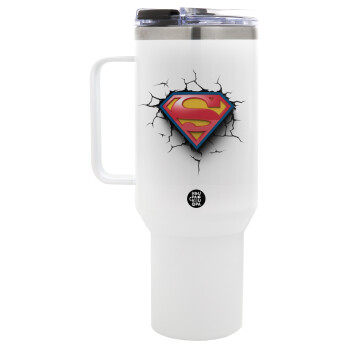 Superman cracked, Mega Stainless steel Tumbler with lid, double wall 1,2L
