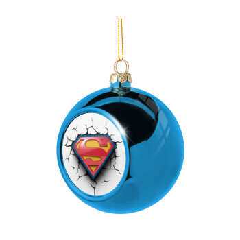 Superman cracked, Blue Christmas tree ball ornament 8cm