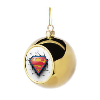 Superman cracked, Χριστουγεννιάτικη μπάλα δένδρου Χρυσή 8cm
