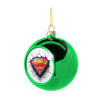 Superman cracked, Χριστουγεννιάτικη μπάλα δένδρου Πράσινη 8cm