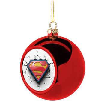 Superman cracked, Christmas tree ball Red 8cm