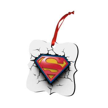 Superman cracked, Christmas ornament polygon wooden 7.5cm