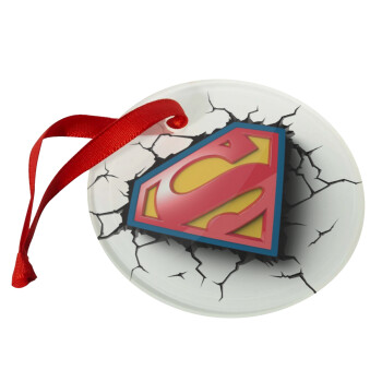 Superman cracked, Χριστουγεννιάτικο στολίδι γυάλινο 9cm