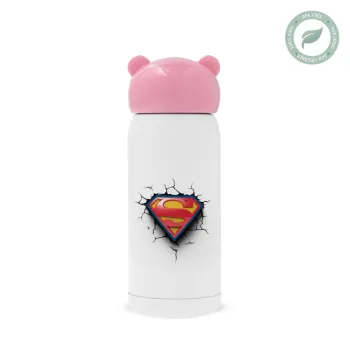 Superman cracked, Pink stainless steel thermal flask, 320ml