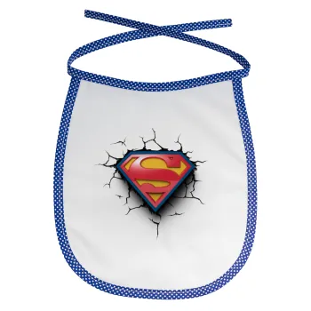 Superman cracked, Σαλιάρα μωρού αλέκιαστη με κορδόνι Μπλε