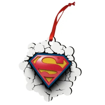 Superman cracked, Christmas ornament snowflake wooden 7.5cm