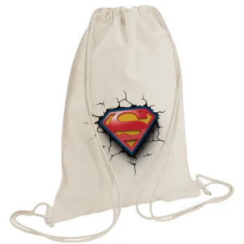 Superman cracked, Backpack bag GYMBAG natural (28x40cm)
