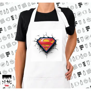 Superman cracked, Ποδιά μακριά Σεφ ολόσωμη με τσέπες white (ΕΝΗΛΙΚΩΝ)