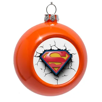 Superman cracked, Στολίδι Χριστουγεννιάτικη μπάλα δένδρου Πορτοκαλί 8cm