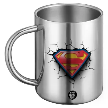 Superman cracked, Ανοξείδωτη Μεταλλική Κούπα 450ml - Διπλού Τοιχώματος