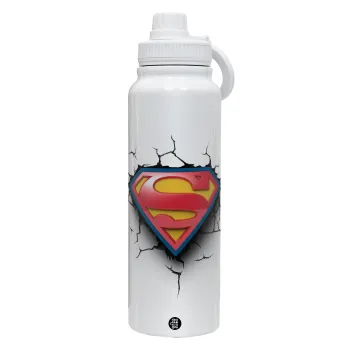 Superman cracked, Θερμός 1L Ανοξείδωτο με Βάση Κινητού & Διπλά Τοιχώματα